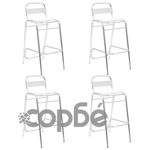 Бар комплект с кръгла маса, 5 части, сребрист, алуминий ➤ топ цена ➤ sorbe.bg