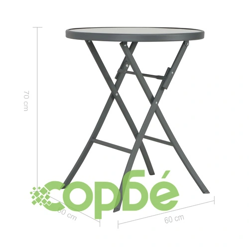 Сгъваем бистро комплект, 3 части, стомана и textilene, сив ➤ топ цена ➤ sorbe.bg