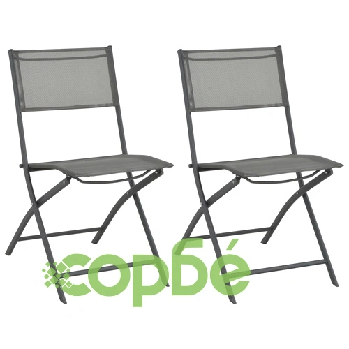 Сгъваем бистро комплект, 3 части, стомана и textilene, сив ➤ топ цена ➤ sorbe.bg