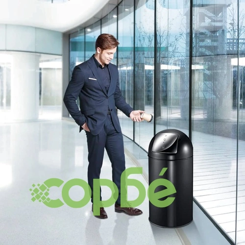 EKO Кошче за отпадъци с плъзгащ се капак, 40 л, матово черно ➤ топ цена ➤ sorbe.bg