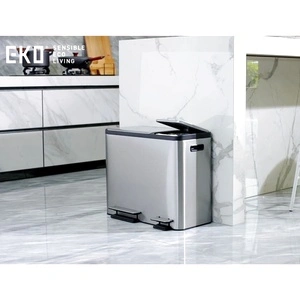EKO Кош с педал EcoCasa 30+15 л матово сребристо