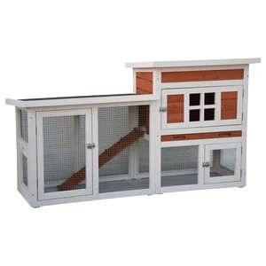 @Pet Клетка за зайци Villa, бяло и кафяво, 147x50x80 см