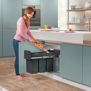 Hailo Вградена кофа за отпадъци EcoLine 3x10 л, черна