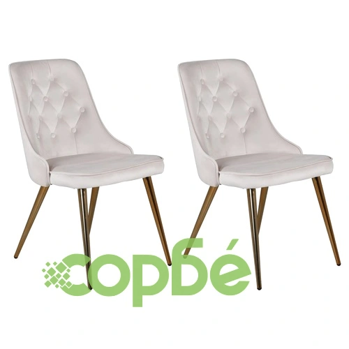 Venture Home Трапезни столове Velvet Deluxe 2 бр кадифе бежов и месинг ➤ топ цена ➤ sorbe.bg