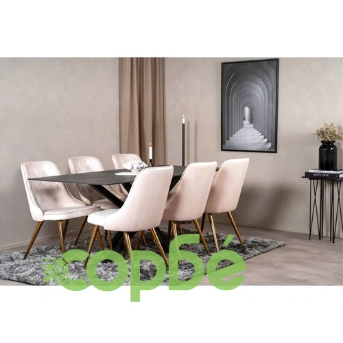 Venture Home Трапезни столове Velvet Deluxe 2 бр кадифе бежов и месинг ➤ топ цена ➤ sorbe.bg