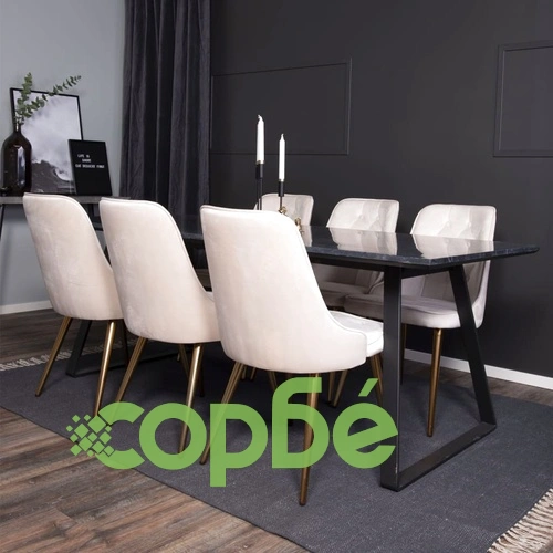 Venture Home Трапезни столове Velvet Deluxe 2 бр кадифе бежов и месинг ➤ топ цена ➤ sorbe.bg
