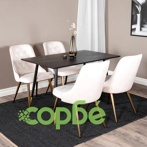 Venture Home Трапезни столове Velvet Deluxe 2 бр кадифе бежов и месинг ➤ топ цена ➤ sorbe.bg
