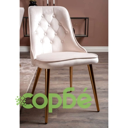 Venture Home Трапезни столове Velvet Deluxe 2 бр кадифе бежов и месинг ➤ топ цена ➤ sorbe.bg
