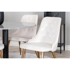 Venture Home Трапезни столове Velvet Deluxe 2 бр кадифе бежов и месинг