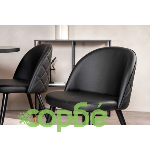 Venture Home Трапезни столове Velvet 2 бр кожена визия черно и месинг ➤ топ цена ➤ sorbe.bg