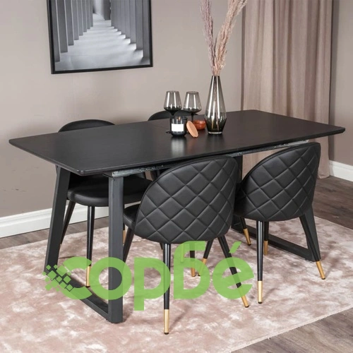 Venture Home Трапезни столове Velvet 2 бр кожена визия черно и месинг ➤ топ цена ➤ sorbe.bg