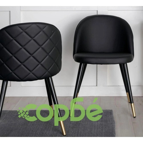 Venture Home Трапезни столове Velvet 2 бр кожена визия черно и месинг ➤ топ цена ➤ sorbe.bg