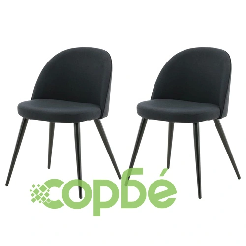 Venture Home Трапезни столове Velvet, 2 бр, полиестер, черни ➤ топ цена ➤ sorbe.bg