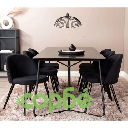 Venture Home Трапезни столове Velvet, 2 бр, полиестер, черни ➤ топ цена ➤ sorbe.bg