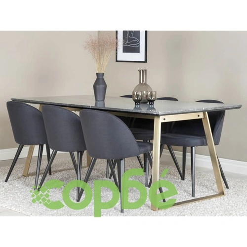 Venture Home Трапезни столове Velvet, 2 бр, полиестер, черни ➤ топ цена ➤ sorbe.bg
