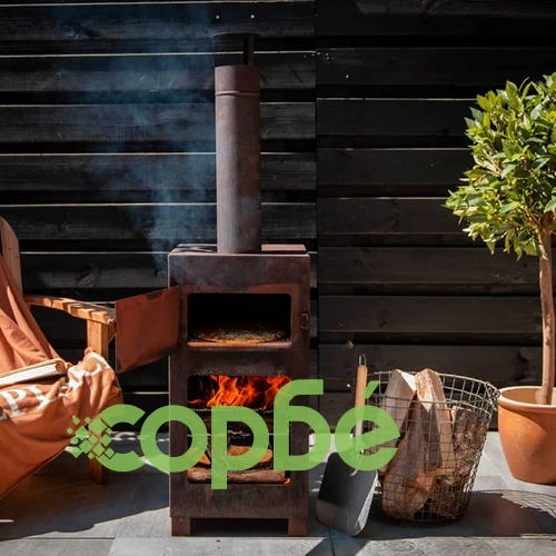 Esschert Design Печка за тераса с фурна за пица, ръждиво ➤ топ цена ➤ sorbe.bg