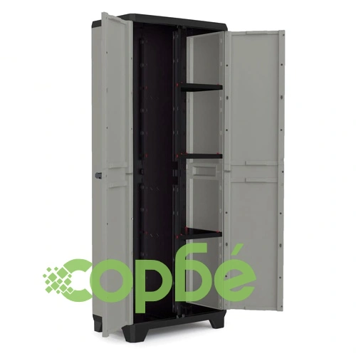 Keter Многофункционален шкаф за съхранение Planet, сиво и черно  ➤ топ цена ➤ sorbe.bg