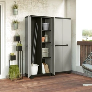 Keter Многофункционален шкаф за съхранение Planet, сиво и черно 