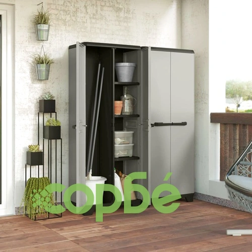 Keter Многофункционален шкаф за съхранение Planet, сиво и черно  ➤ топ цена ➤ sorbe.bg