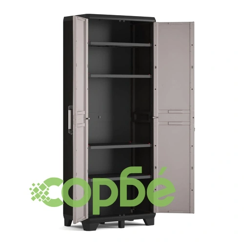 Keter Шкаф за съхранение с рафтове Pro, черно и сиво ➤ топ цена ➤ sorbe.bg