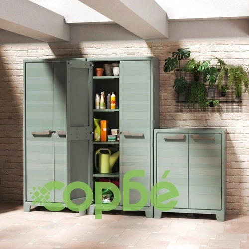 Keter Нисък шкаф за съхранение на открито Planet, нефритено сиво ➤ топ цена ➤ sorbe.bg