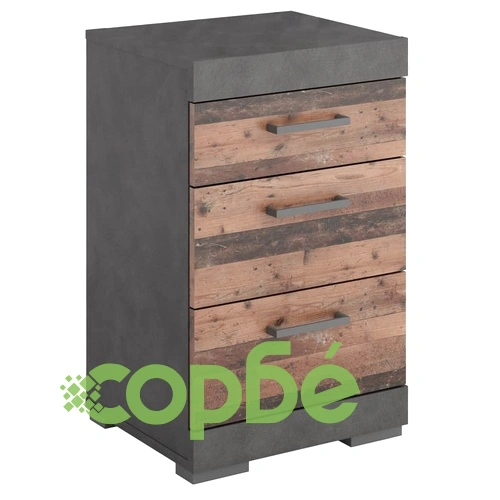 FMD Нощно шкафче с 3 чекмеджета, сиво и стар стил ➤ топ цена ➤ sorbe.bg