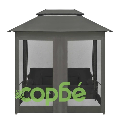 Градинска люлка със сенник, антрацит, 220x160x240 см, стомана ➤ топ цена ➤ sorbe.bg