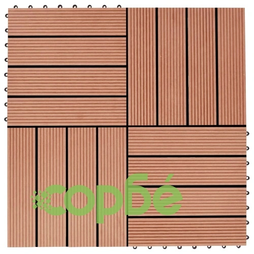 11 бр декинг плочки, WPC, 30x30 см, 1 кв.м., цвят тик ➤ топ цена ➤ sorbe.bg