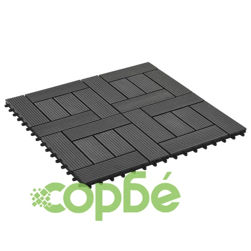 11 бр декинг плочки, WPC, 30x30 см, 1 кв.м., черни ➤ топ цена ➤ sorbe.bg