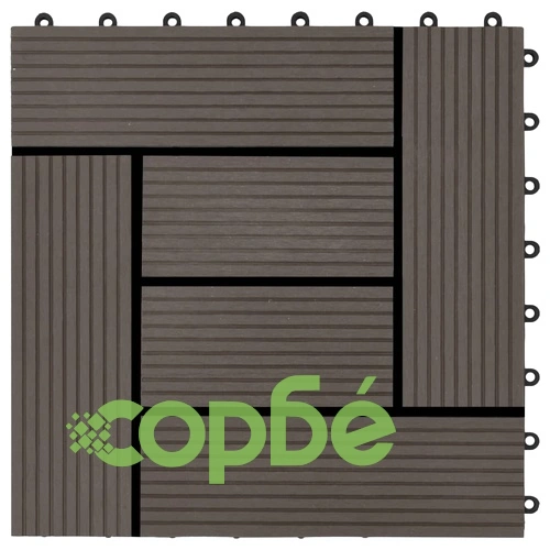 11 бр декинг плочки, WPC, 30x30 см, 1 кв.м., тъмнокафяви ➤ топ цена ➤ sorbe.bg