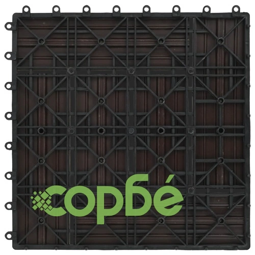 11 бр декинг плочки, WPC, 30x30 см, 1 кв.м., тъмнокафяви ➤ топ цена ➤ sorbe.bg
