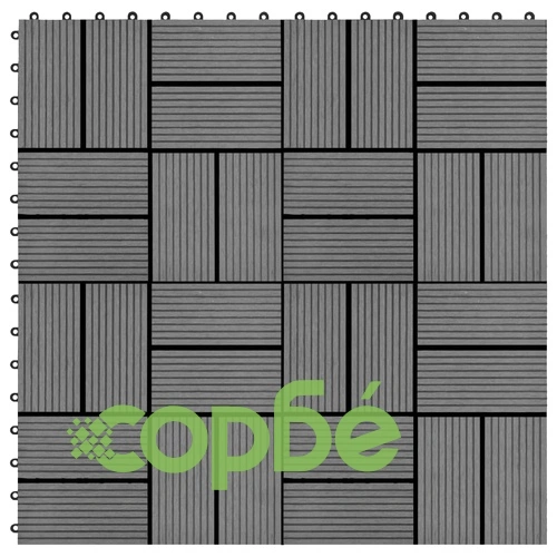 11 бр декинг плочки, WPC, 30x30 см, 1 кв.м., сиви ➤ топ цена ➤ sorbe.bg
