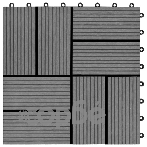 11 бр декинг плочки, WPC, 30x30 см, 1 кв.м., сиви ➤ топ цена ➤ sorbe.bg