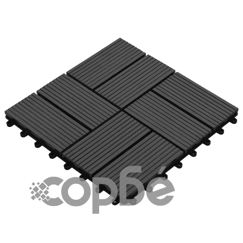 11 бр декинг плочки, WPC, 30x30 см, 1 кв.м., черни ➤ топ цена ➤ sorbe.bg