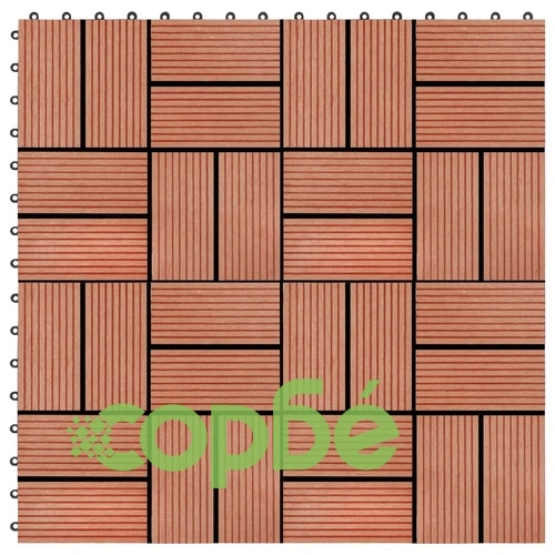 11 бр декинг плочки, WPC, 30x30 см, 1 кв.м., цвят тик ➤ топ цена ➤ sorbe.bg