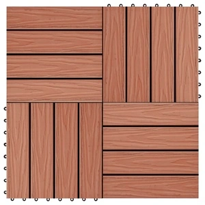 WPC декинг плочки релефни 11 бр 30x30 см 1 кв.м. светлокафяви