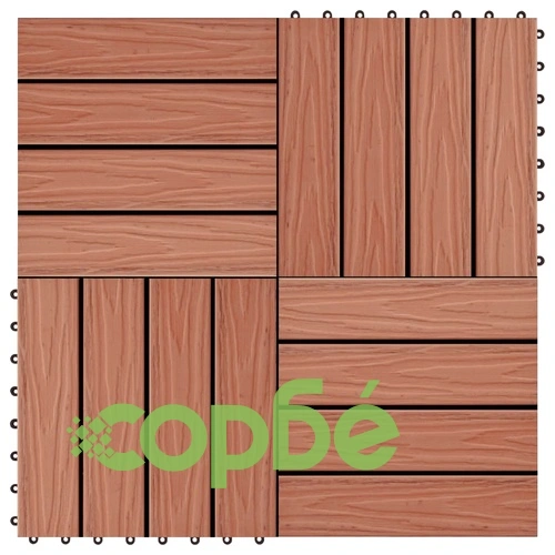 WPC декинг плочки релефни 11 бр 30x30 см 1 кв.м. светлокафяви ➤ топ цена ➤ sorbe.bg