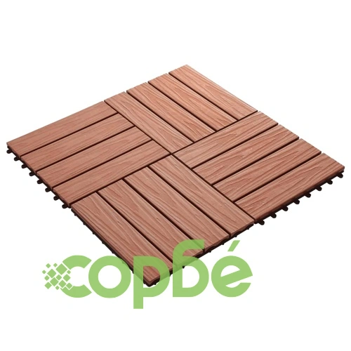 WPC декинг плочки релефни 11 бр 30x30 см 1 кв.м. светлокафяви ➤ топ цена ➤ sorbe.bg