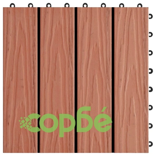 WPC декинг плочки релефни 11 бр 30x30 см 1 кв.м. светлокафяви ➤ топ цена ➤ sorbe.bg