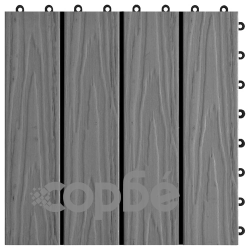 WPC декинг плочки релефни 11 бр 30x30 см 1 кв.м. сиви ➤ топ цена ➤ sorbe.bg