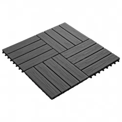 WPC декинг плочки релефни, 11 бр, 30x30 см 1 кв.м. черни