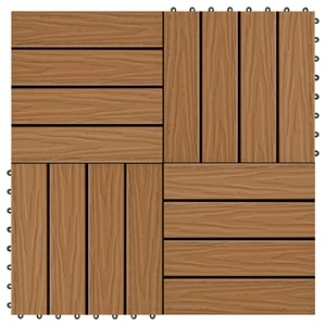 WPC декинг плочки релефни 11 бр 30x30 см 1 кв.м. тик