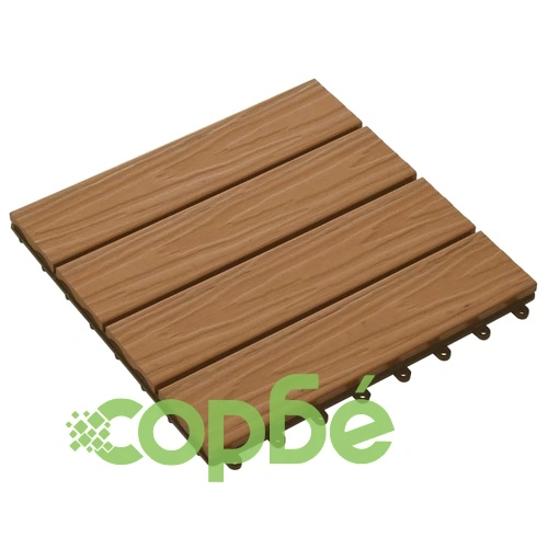 WPC декинг плочки релефни 11 бр 30x30 см 1 кв.м. тик ➤ топ цена ➤ sorbe.bg