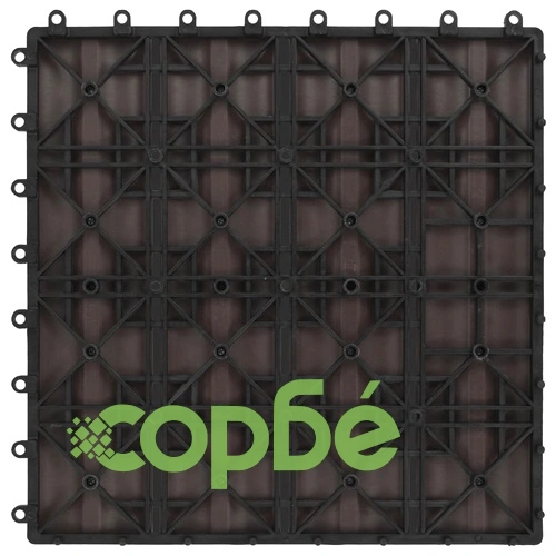 WPC декинг плочки релефни 11 бр 30x30 см 1 кв.м. тъмнокафяви ➤ топ цена ➤ sorbe.bg