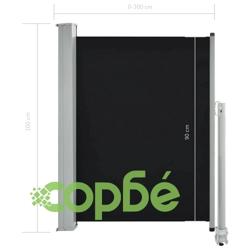 Прибираща се странична тента, 100х300 см, черна ➤ топ цена ➤ sorbe.bg