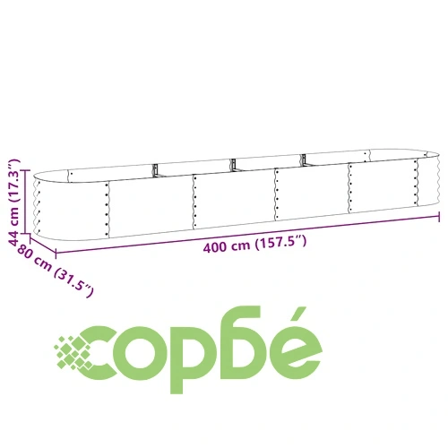 Градинска висока леха 400x80x44 см поцинкована стомана сребро на топ цена от sorbe.bg Градинска висока леха 400x80x44 см поцинкована стомана сребро ➤ топ цена ➤ sorbe.bg