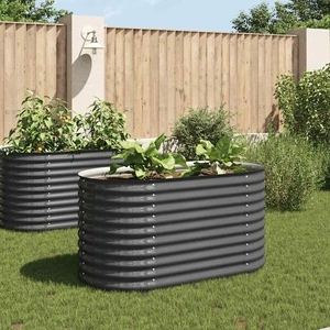 Градинска висока леха 160x80x81 см поцинкована стомана сива