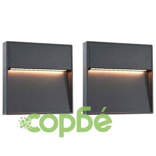 Фасадни LED аплици, 2 бр, 3 W, черни, квадратни ➤ топ цена ➤ sorbe.bg