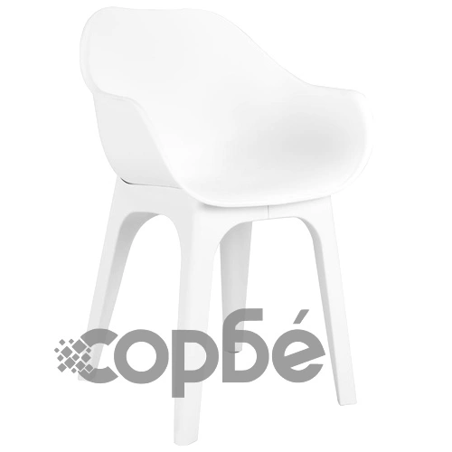 Градински столове с подлакътници, 2 бр, бели, пластмаса ➤ топ цена ➤ sorbe.bg