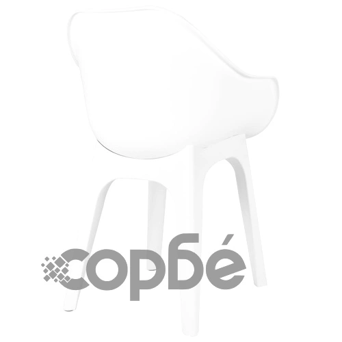 Градински столове с подлакътници, 2 бр, бели, пластмаса ➤ топ цена ➤ sorbe.bg